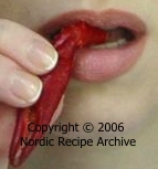Sucking and chewing on a crayfish claw